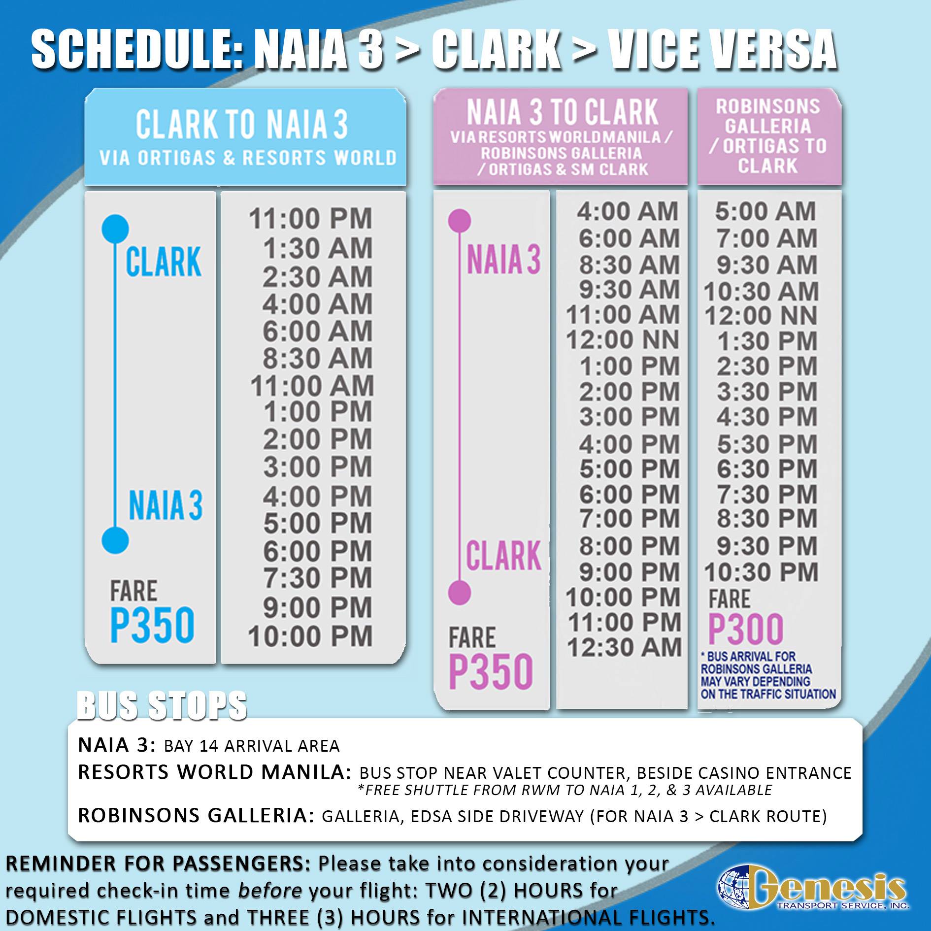 naia to clark flight